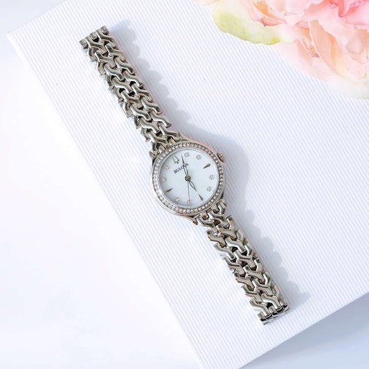 Bulova Crystal de dama pulsera de metal 29 mm – 96L312