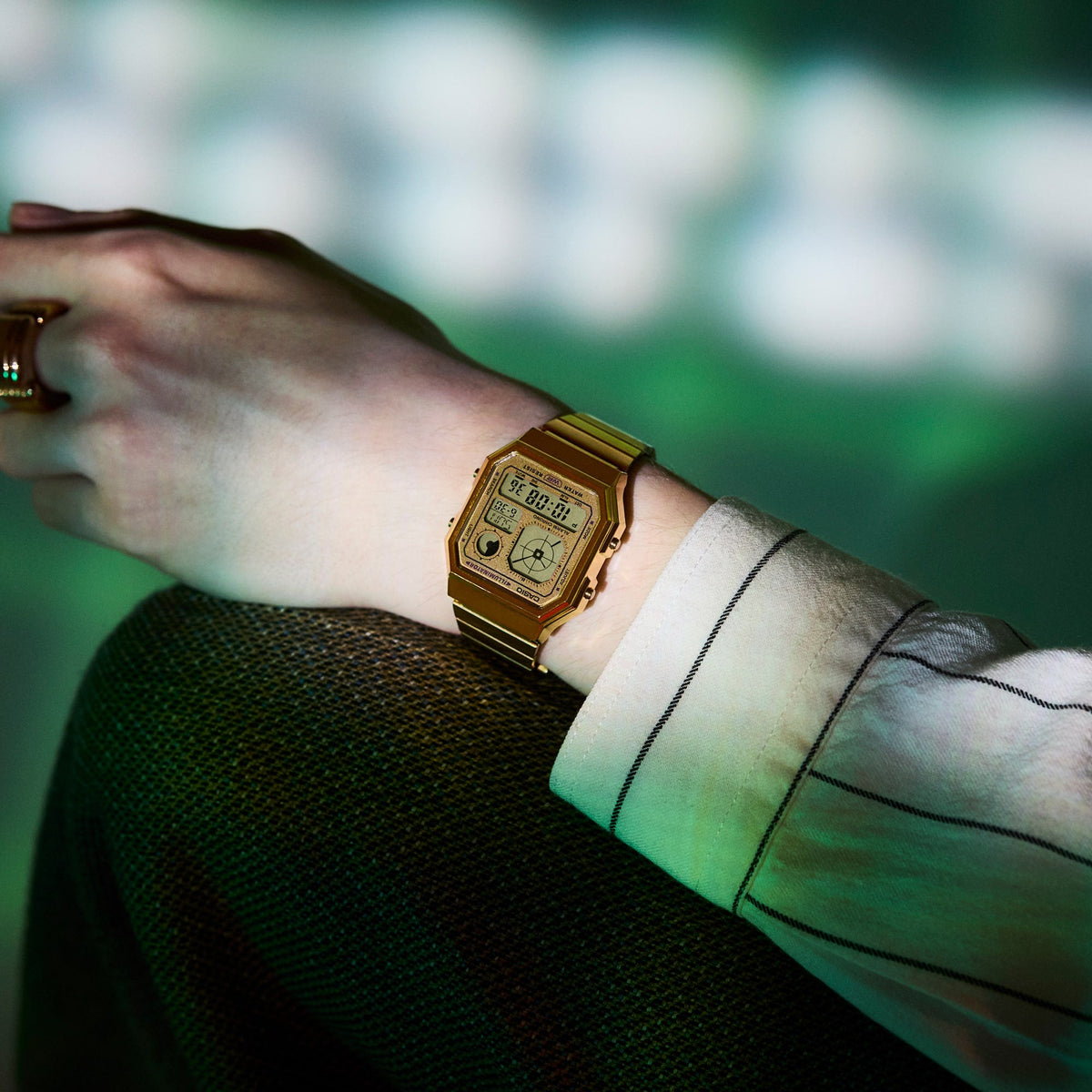 Casio de hombre pulsera de acero inoxidable digital – A130WEG-9A
