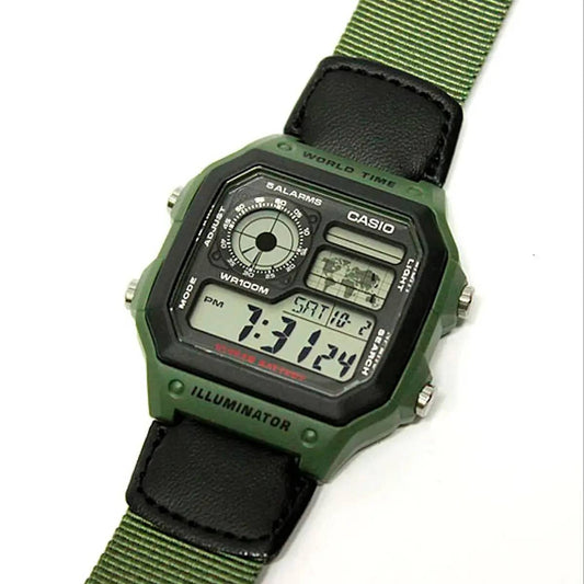 Casio para Hombre, Illuminator Hora Mundial 10 Años de Batería – AE-1200WHB-3BV