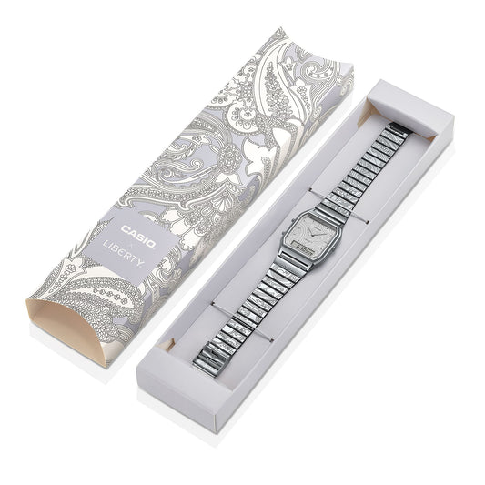 Casio x Liberty unisex correa de metal doble hora – AQ-230ELT-7A