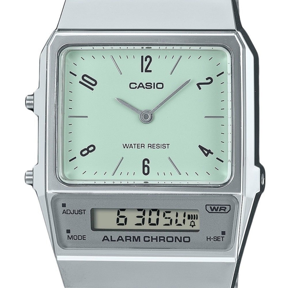 Casio Vintage Clásico para Hombre y Mujer con Pulsera de Metal y Doble Hora – AQ-800E-3A