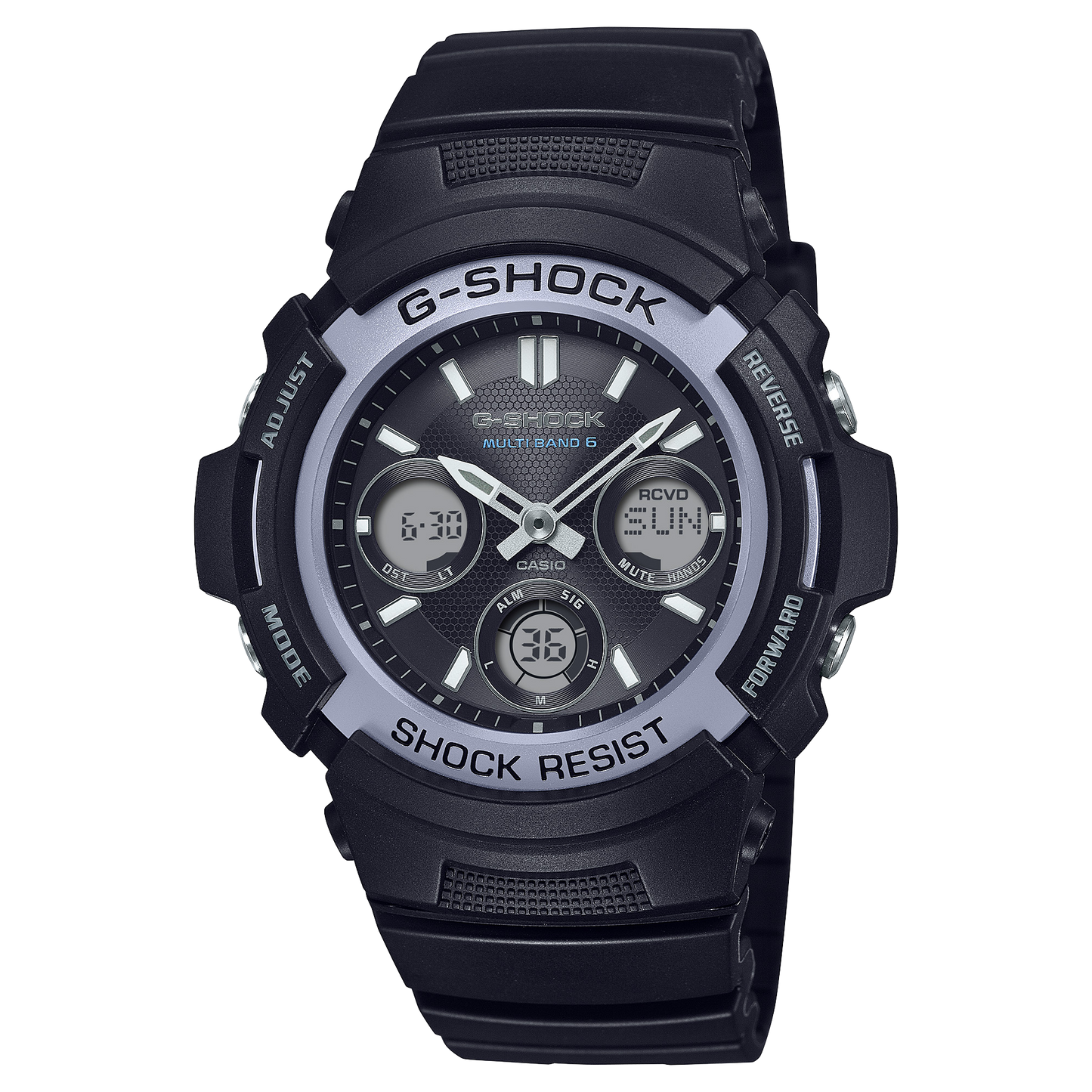 G-Shock de hombre banda de silicona doble hora – AWG-M100FP-1A2CF