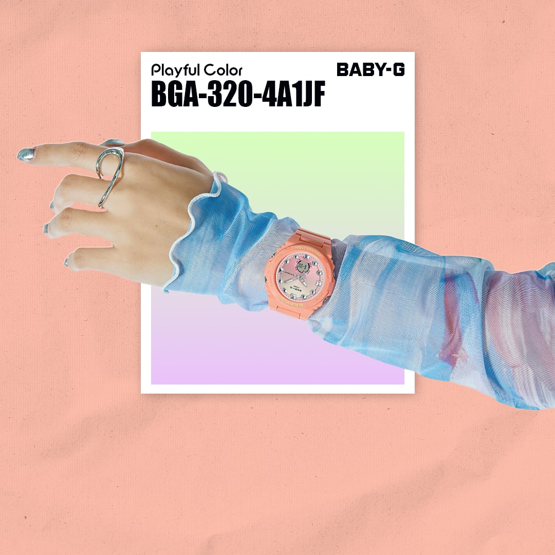 Baby-G para señorita pulsera de caucho doble hora – BGA-320-4A1
