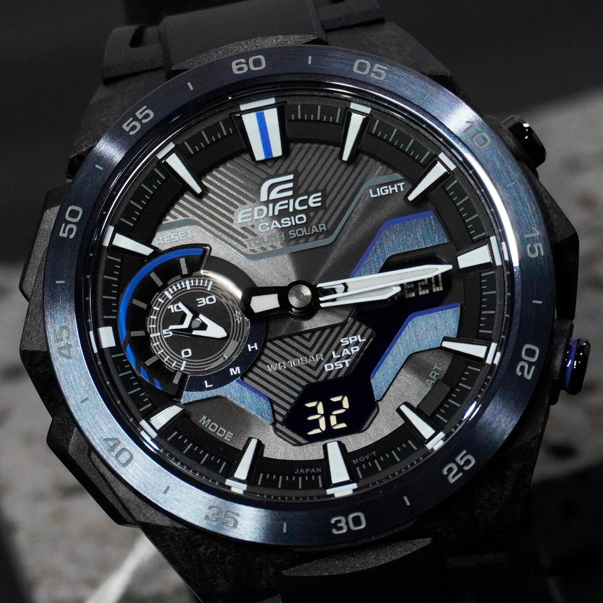 Edifice Windflow de hombre banda de silicona – ECB-2200PB-1A