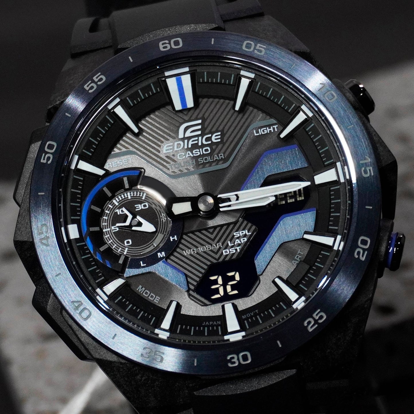 Edifice Windflow de hombre banda de silicona – ECB-2200PB-1A
