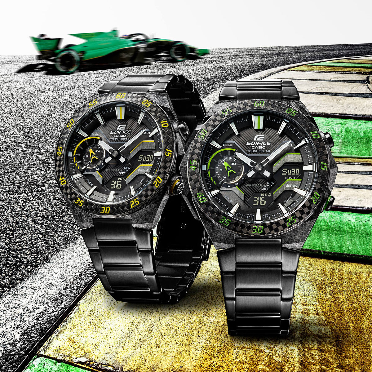 Edifice de caballero pulsera de metal – ECB-2200RC-1A3