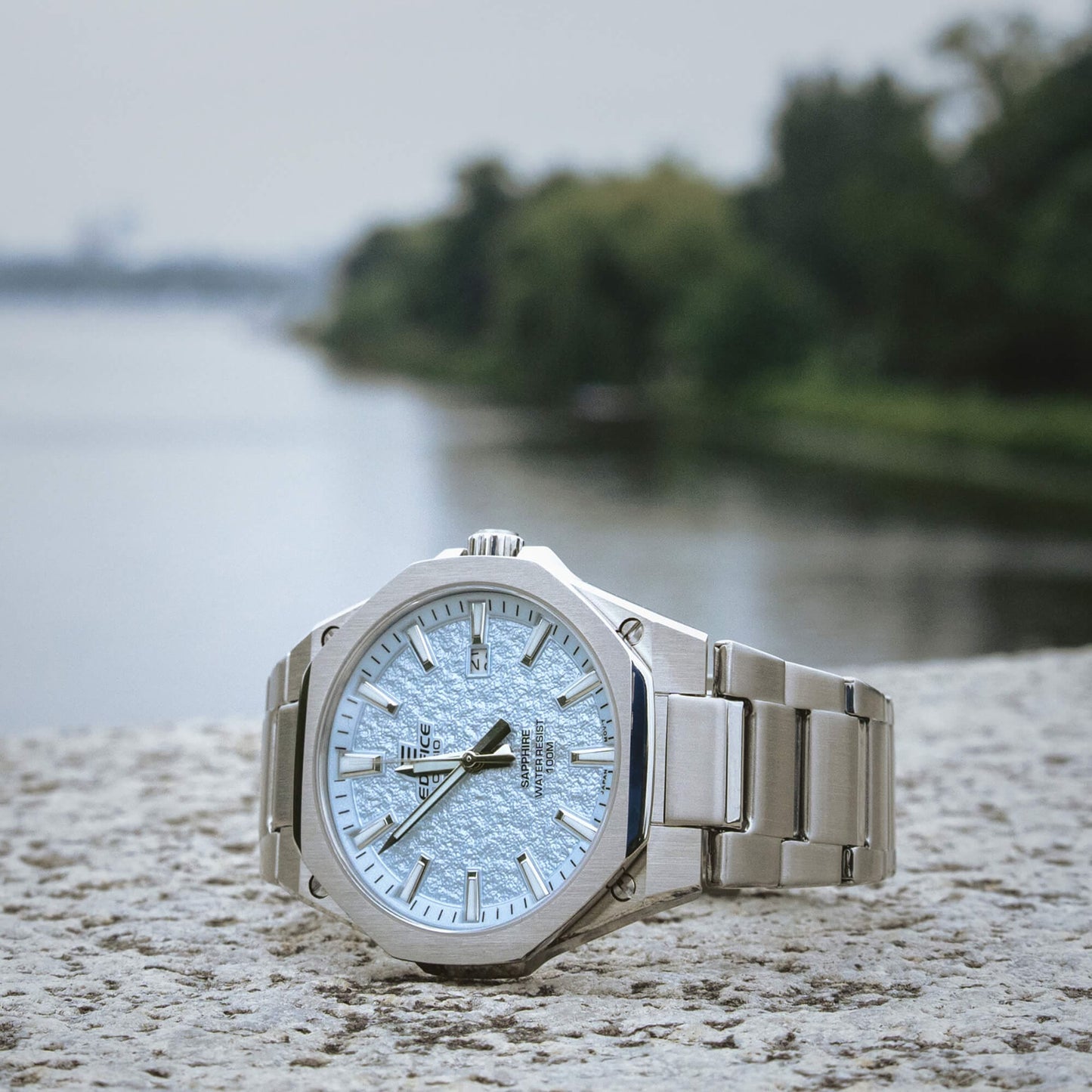 Edifice de hombre banda de metal cristal zafiro – EFR-S108DE-2AV