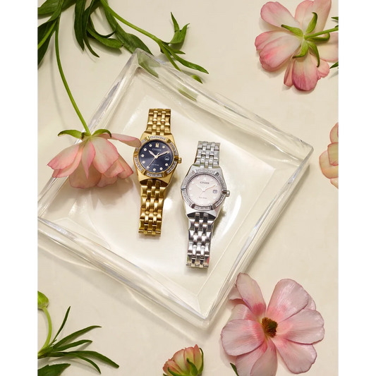 Citizen Corso Eco-drive de dama pulsera de metal con diamantes incrustados 28 mm – EW2712-55E