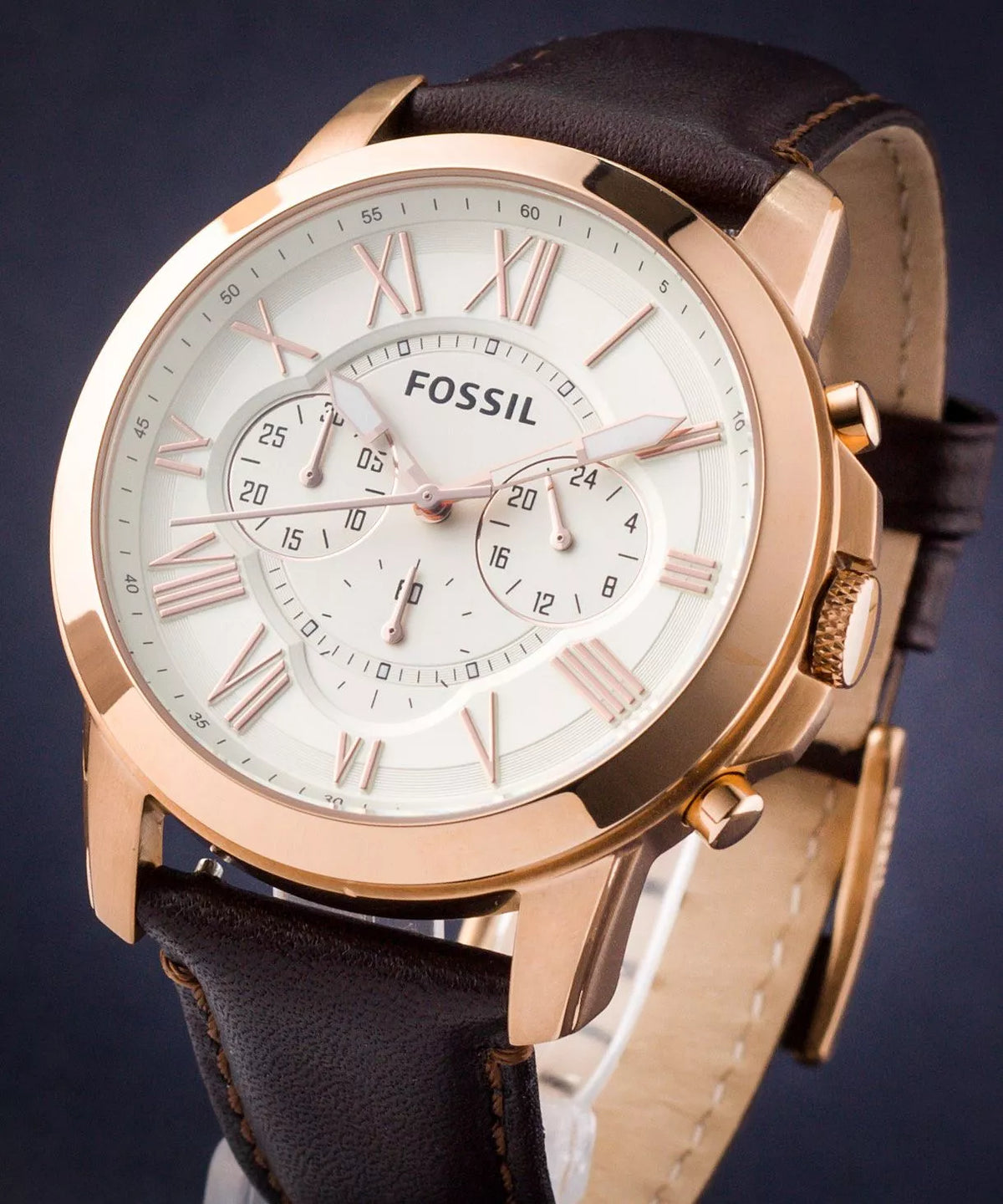 Fossil Grant de caballero banda de piel 44 mm – FS4991
