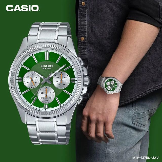 Casio Análogo para Caballero con Pulsera de Acero Inoxidable – MTP-1375D-3AV