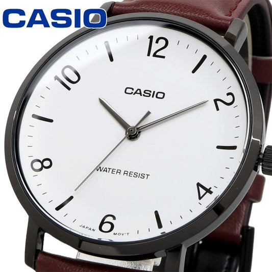 Casio de hombre pulsera de piel – MTP-VT03BL-7B