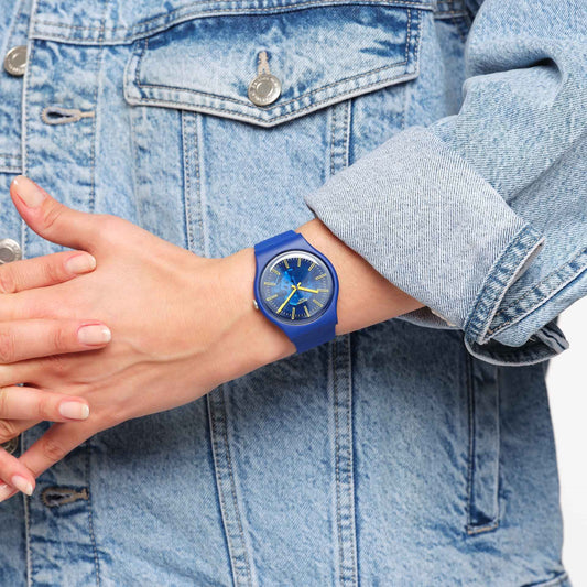Swatch Sunbrush Sky unisex pulsera de caucho – SO29N101
