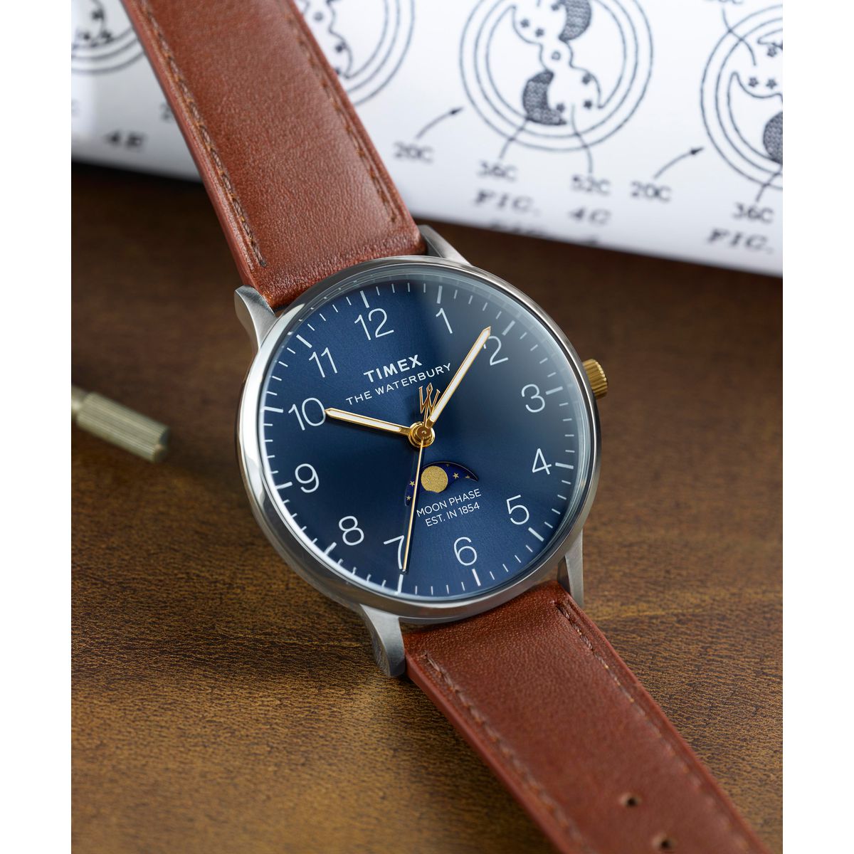 Timex Waterbury Classic Fase Lunar de caballero banda de piel – TW2W75600