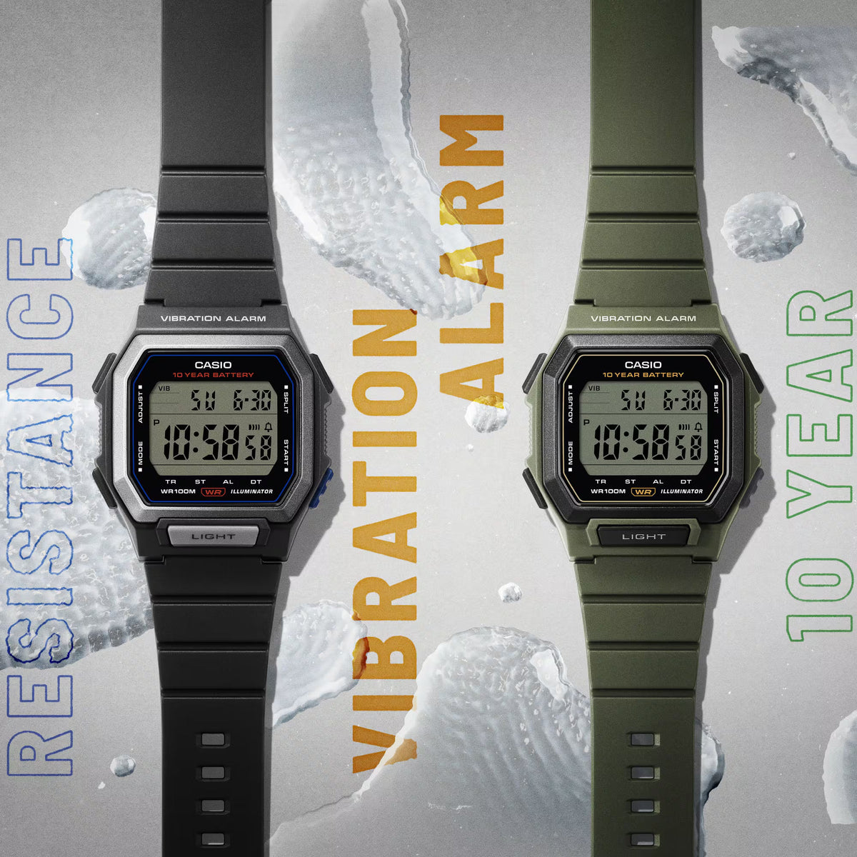 Casio de hombre correa de resina digital – W-738H-3AV