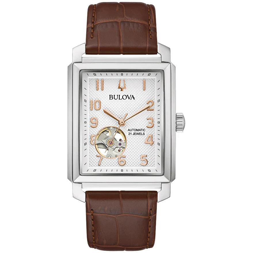 Bulova Sutton de hombre correa de piel 33 mm – 96A268