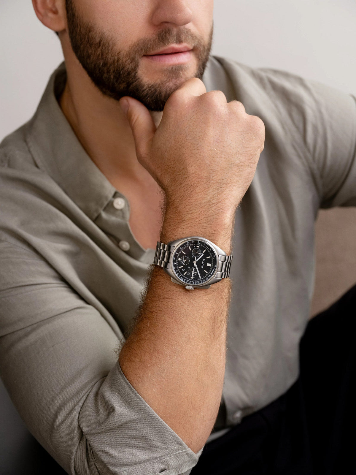 Bulova Lunar Pilot de hombre pulsera de metal – 96B258