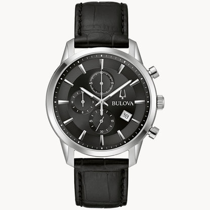 96B403 Reloj Bulova Sutton de caballero pulsera de cuero 41 mm