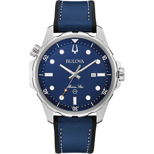 Bulova Marine Star de hombre banda de piel – 96B419