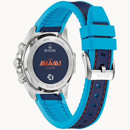 Bulova E1 Team Miami de hombre pulsera de cuero 43 mm – 96B460