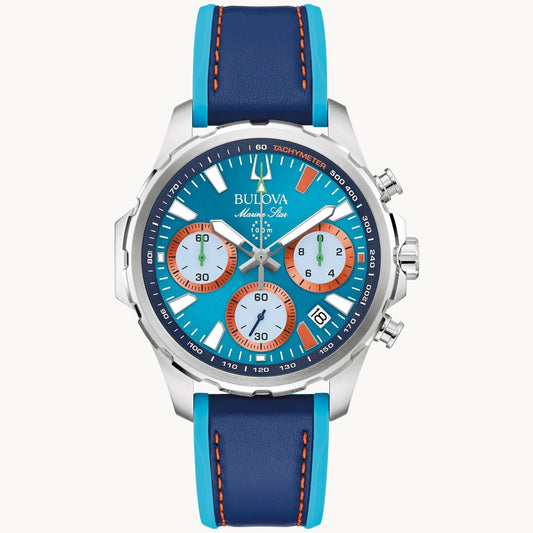 Bulova E1 Team Miami de hombre pulsera de cuero 43 mm – 96B460