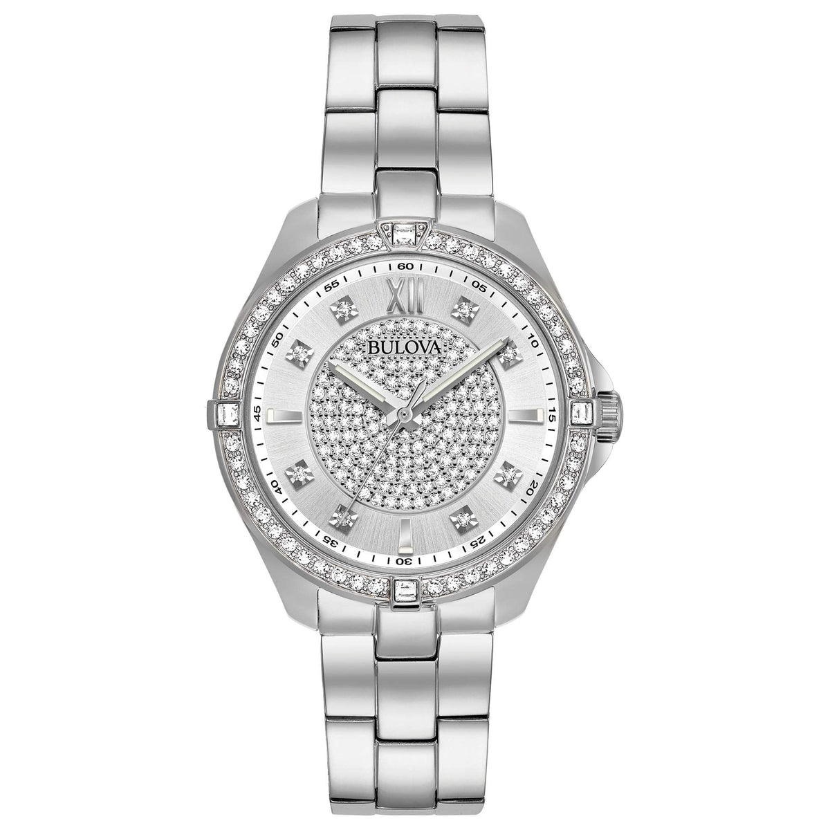Bulova Crystal de dama pulsera de metal – 96L236