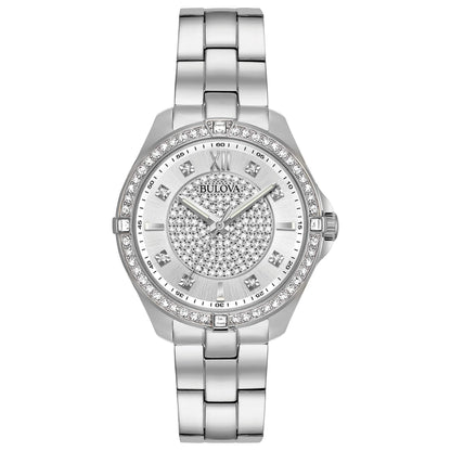 Bulova Crystal de dama pulsera de metal – 96L236