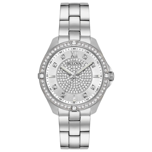 Bulova Crystal de dama pulsera de metal – 96L236