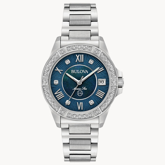 Bulova Marine Star de mujer correa de metal – 96R215