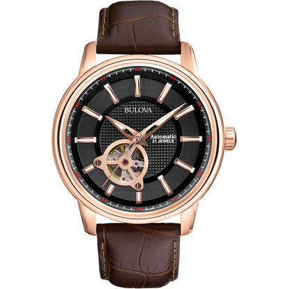 Bulova Classic de hombre banda de cuero 45mm – 97A109