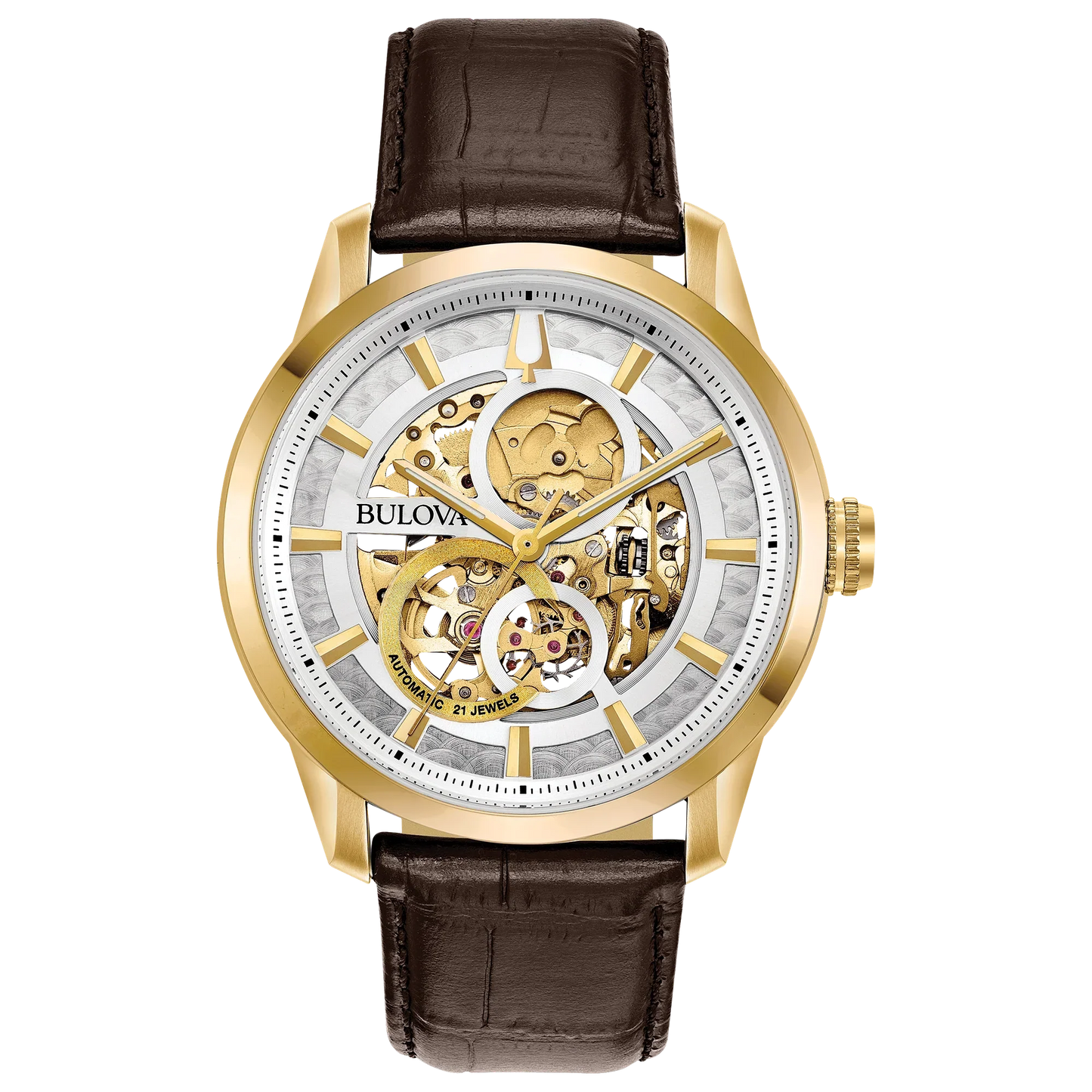 Bulova Sutton de hombre banda de piel – 97A138