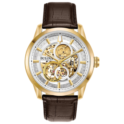 Bulova Sutton de hombre banda de piel – 97A138