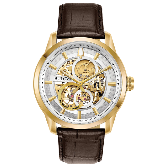 Bulova Sutton de hombre banda de piel – 97A138