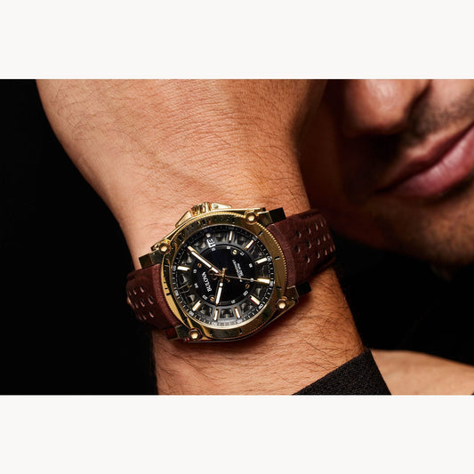 Bulova Icon de caballero pulsera de cuero 40 mm – 97B216