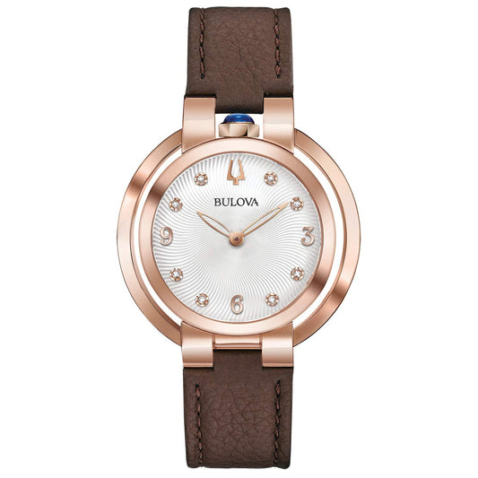 Bulova Rubaiyat de mujer correa de cuero – 97P131