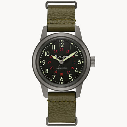 Bulova Hack Watch de caballero pulsera de cuero – 98A255