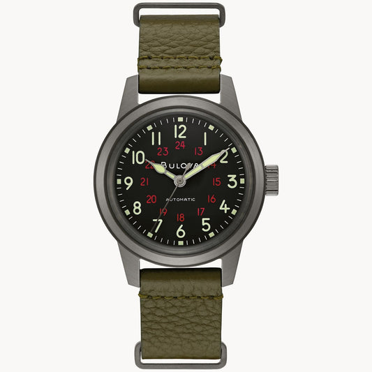 Bulova Hack Watch de caballero pulsera de cuero – 98A255