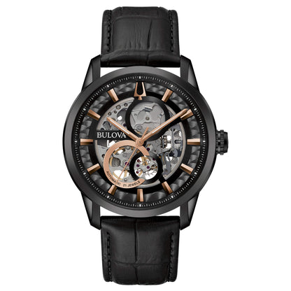 Bulova Sutton Skeleton de hombre correa de cuero – 98A283