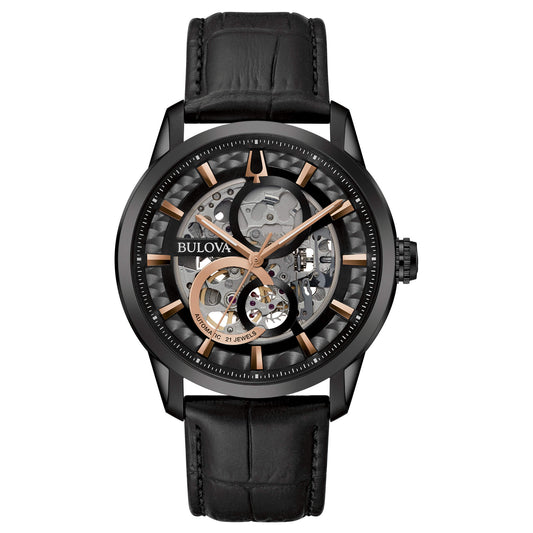 Bulova Sutton Skeleton de hombre correa de cuero – 98A283