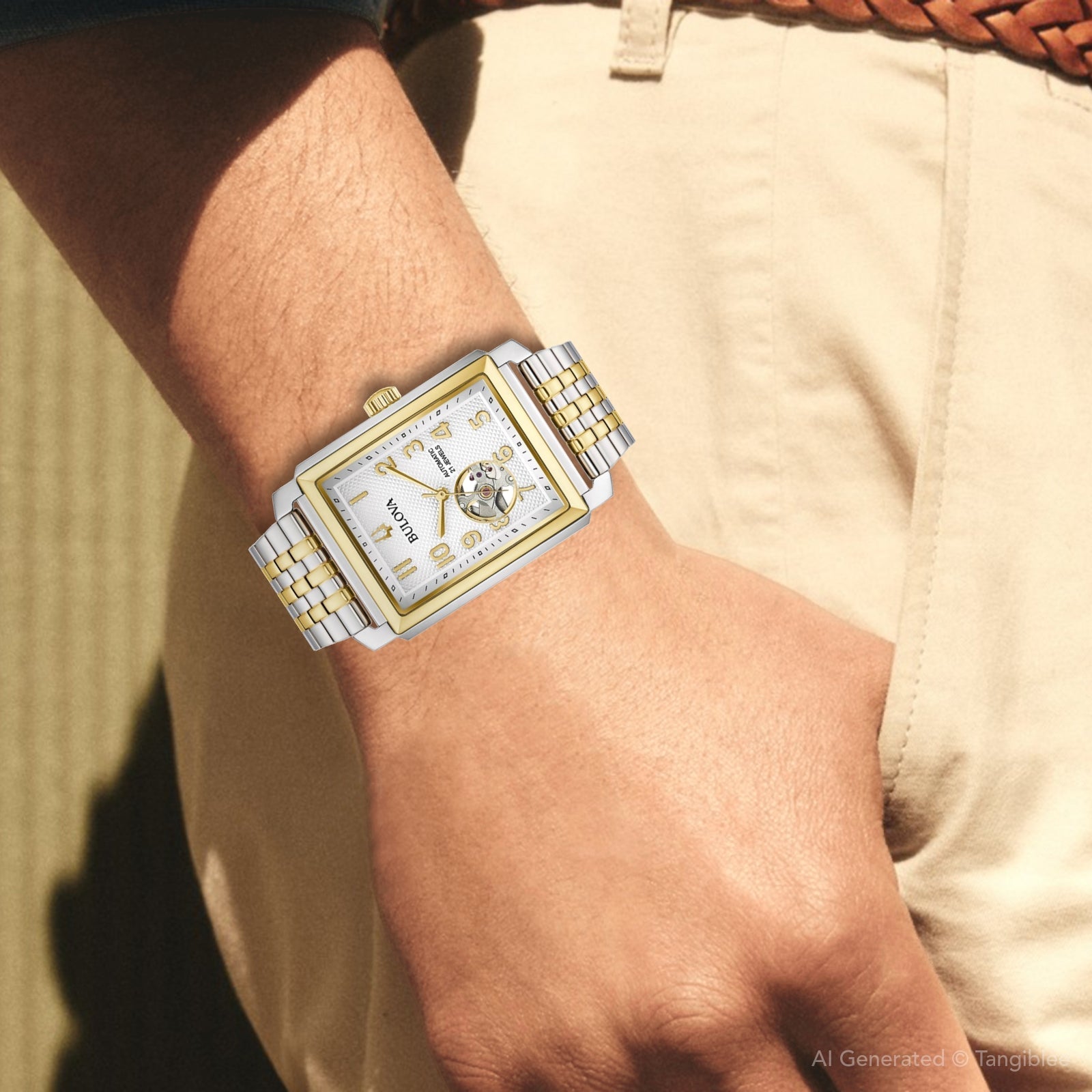 Bulova Skeleton de hombre pulsera de metal – 98A308