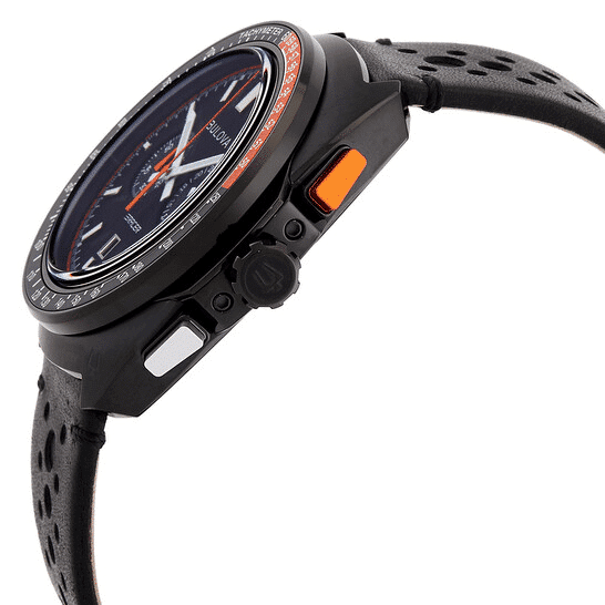 Bulova Racer Black pulsera de cuero – 98B428