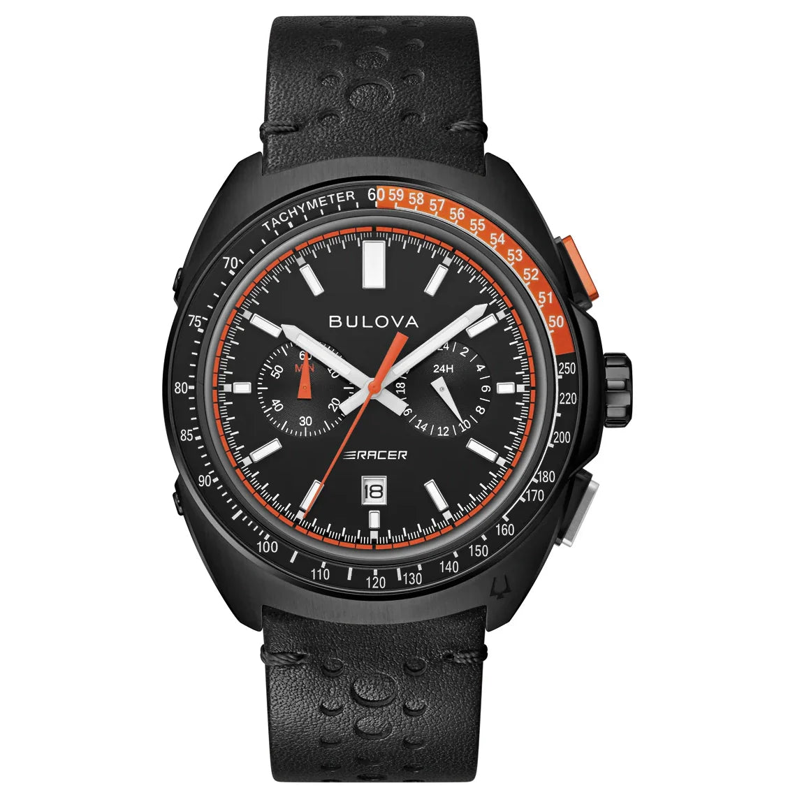 Bulova Racer Black pulsera de cuero – 98B428