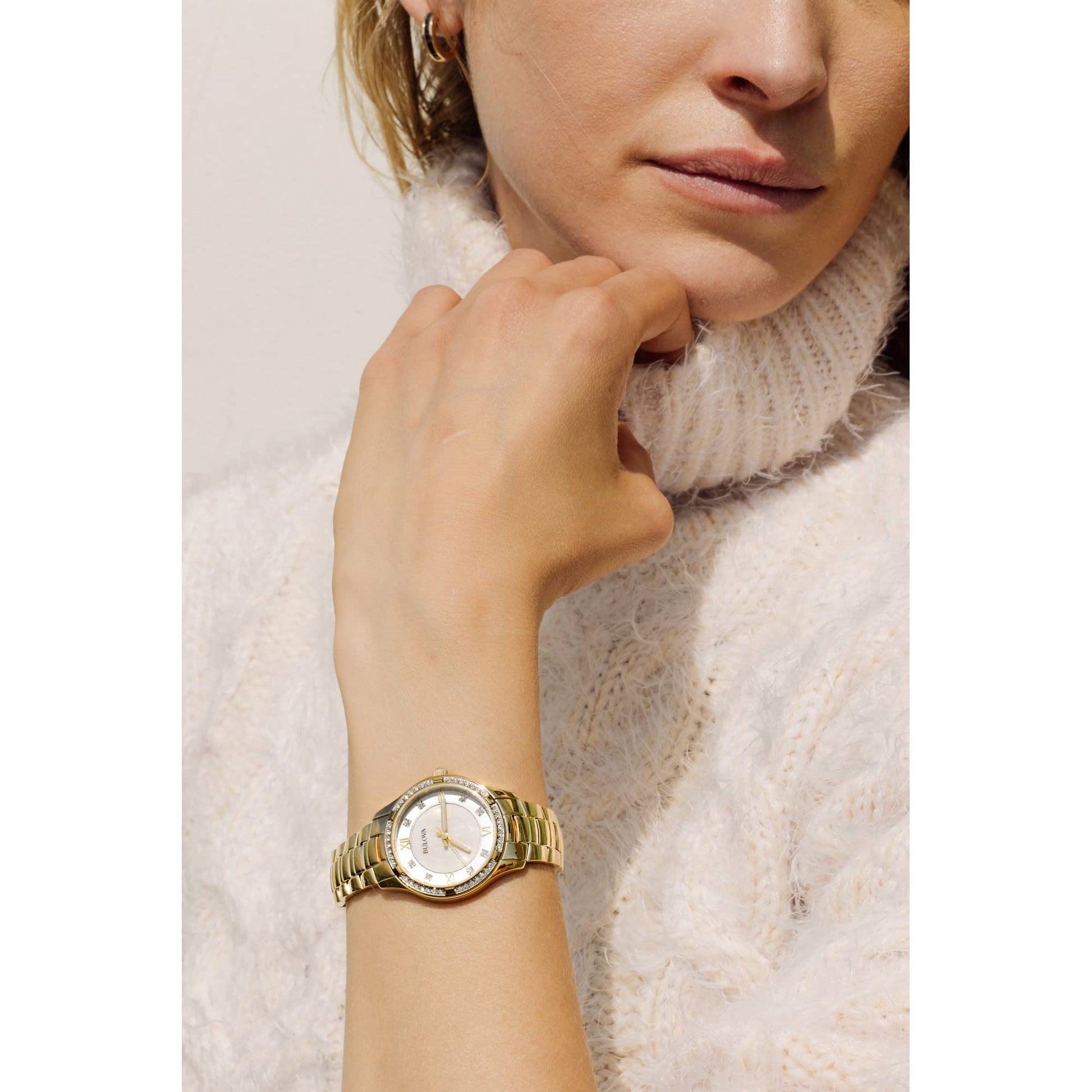 Bulova Crystal Accent para Dama banda de metal – 98L256