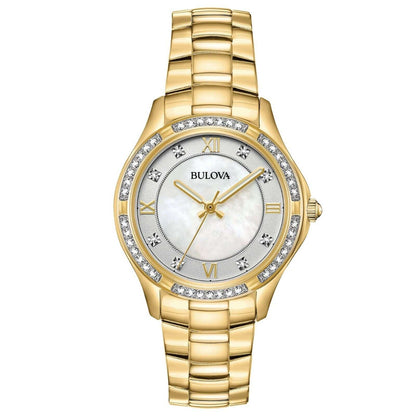 Bulova Crystal Accent para Dama banda de metal – 98L256