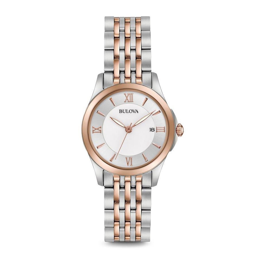 Bulova Mother of Pearl de dama correa de metal – 98M125