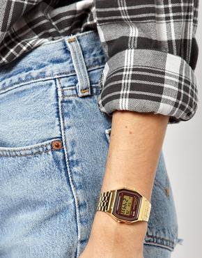 Casio Digital Vintage Clásico Unisex con Pulsera de Metal y Cronómetro – A-159WGEA-5