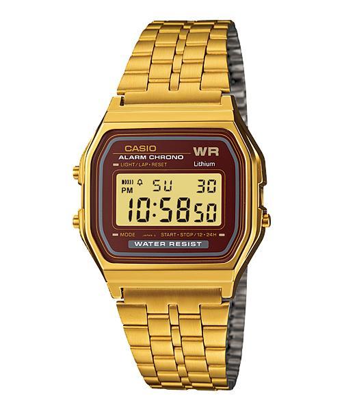 Casio Digital Vintage Clásico Unisex con Pulsera de Metal y Cronómetro – A-159WGEA-5