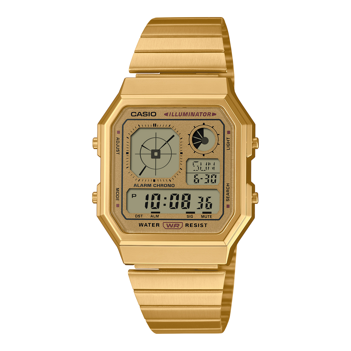 Casio de hombre pulsera de acero inoxidable digital – A130WEG-9A
