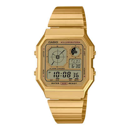 Casio de hombre pulsera de acero inoxidable digital – A130WEG-9A