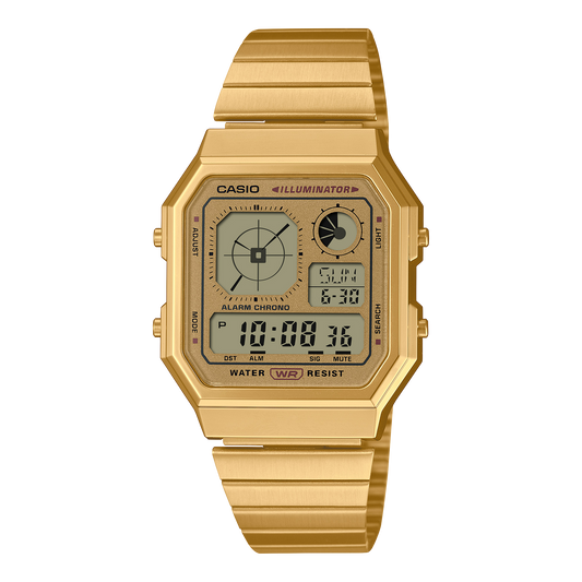 Casio de hombre pulsera de acero inoxidable digital – A130WEG-9A