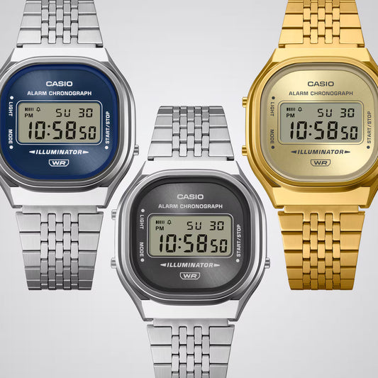 Casio Vintage unisex correa de acero inoxidable – A140WE-8A